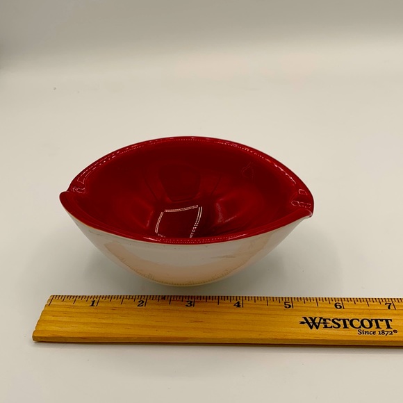 Red and White Cased Glass Trinket Dish - Picture 1 of 5